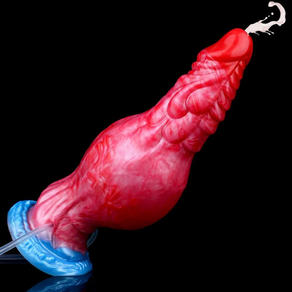Silicone Sex Toy 9 Inch Fantasy Dragon Inflatable Water Spray Sex Toy with Strong Suction Cup Squirting Dildo Cock
