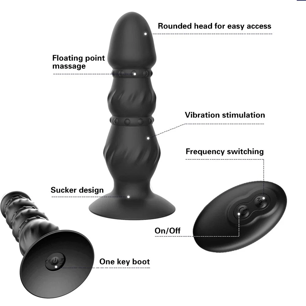 Wireless Remote Control Vibrating Male Prostate Massager Silicone Anal Vibrator Butt Plug Sex Toy for Men With Suction Cup