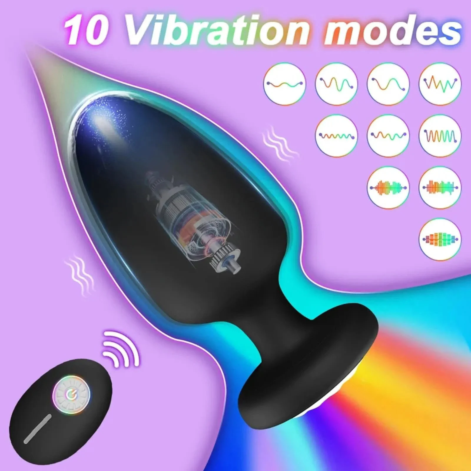 Wireless Remote Control USB Rechargeable Silicone LED Light up Plug Anal Vibrator Glowing Vibrating Butt Plugs for Couples Men