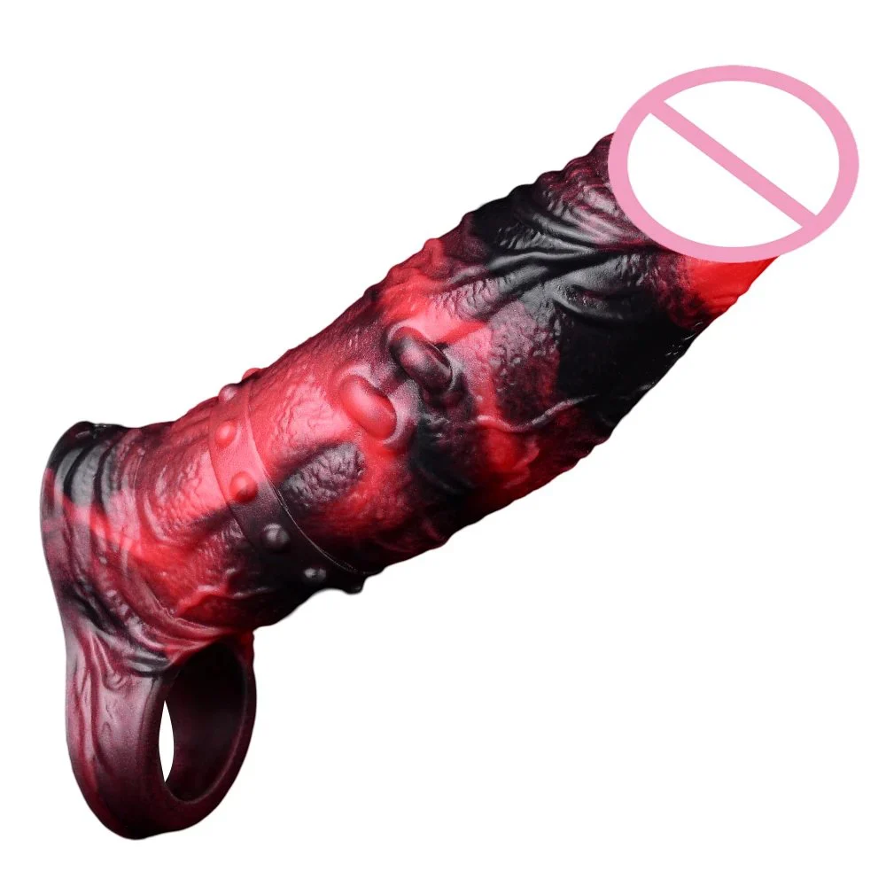 Reusable Vibration Penis Sleeve Fantasy Cock Ring Extender Ultra-Soft Cock Sleeves Penis Enlarger for Man