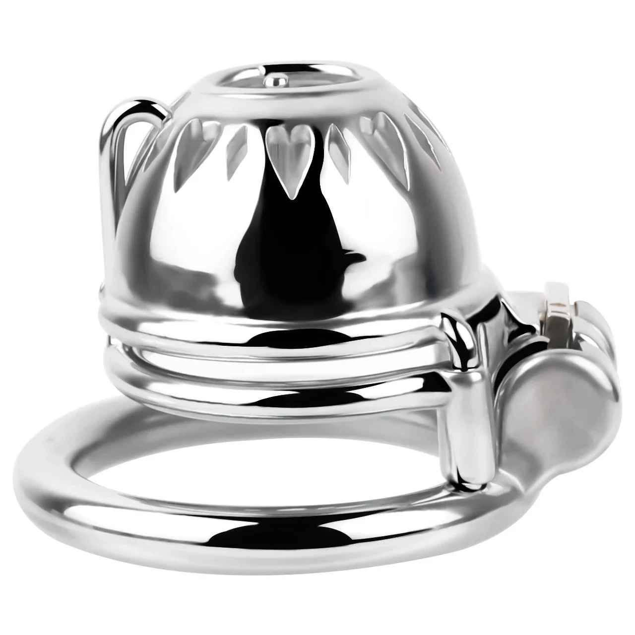 Premium Male Chastity Cage with Stealth Lock 4 Base Rings & 2 PA Ring Options Bird Lock Style for BDSM Bondage Play