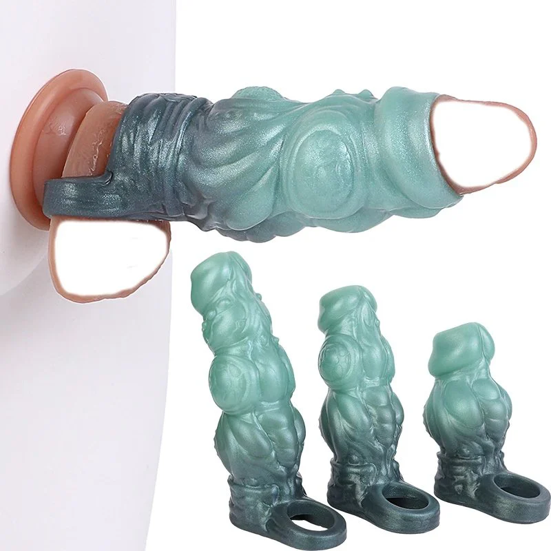 New Style Penis Sleeve Silicone Hollow Monster Knot Cock Sheath Tools for Couple Sex Toy for Men Dick Enlargement