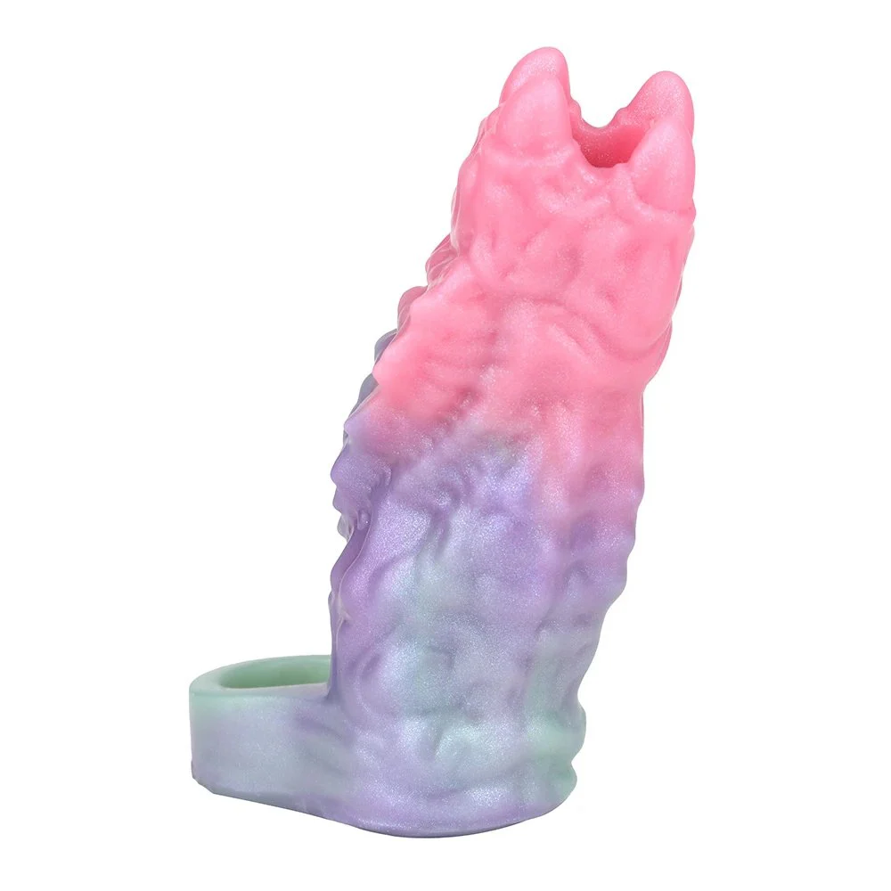 Open Soft Silicone Penis Enlargement Sleeve Galactic Charm Fantasy Monster Dildo Male Penis Extender Sex Toy