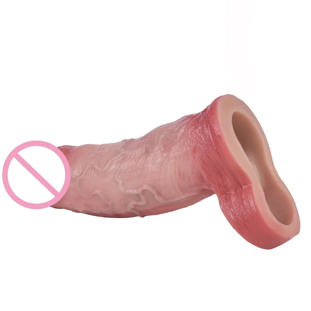 New High Quality Simulation Vibrating Male Penis Extender Easy to Wear Vibrating Dildo Sleeve Silicone Material