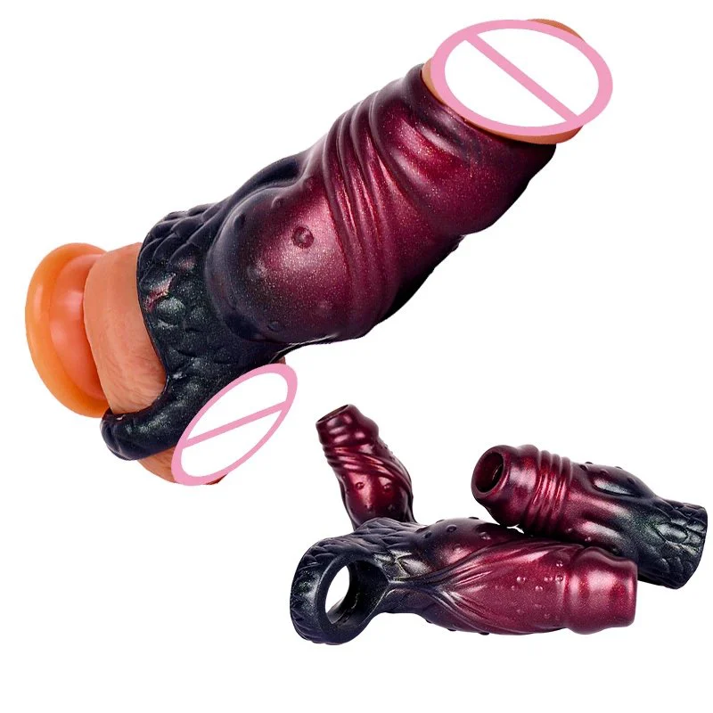 Fantasy Sheath Demon Silicone Toy Wearable Cock Sleeve Extender Sleeve Penis 3 Active Size Big Knot