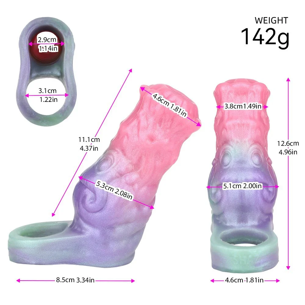Fantasy Wyrm Bloom Hollow Monster Cock Sleeve Soft Silicone Stretchable Penis Sheath for Men Wearable Dildo Enlarger Toy