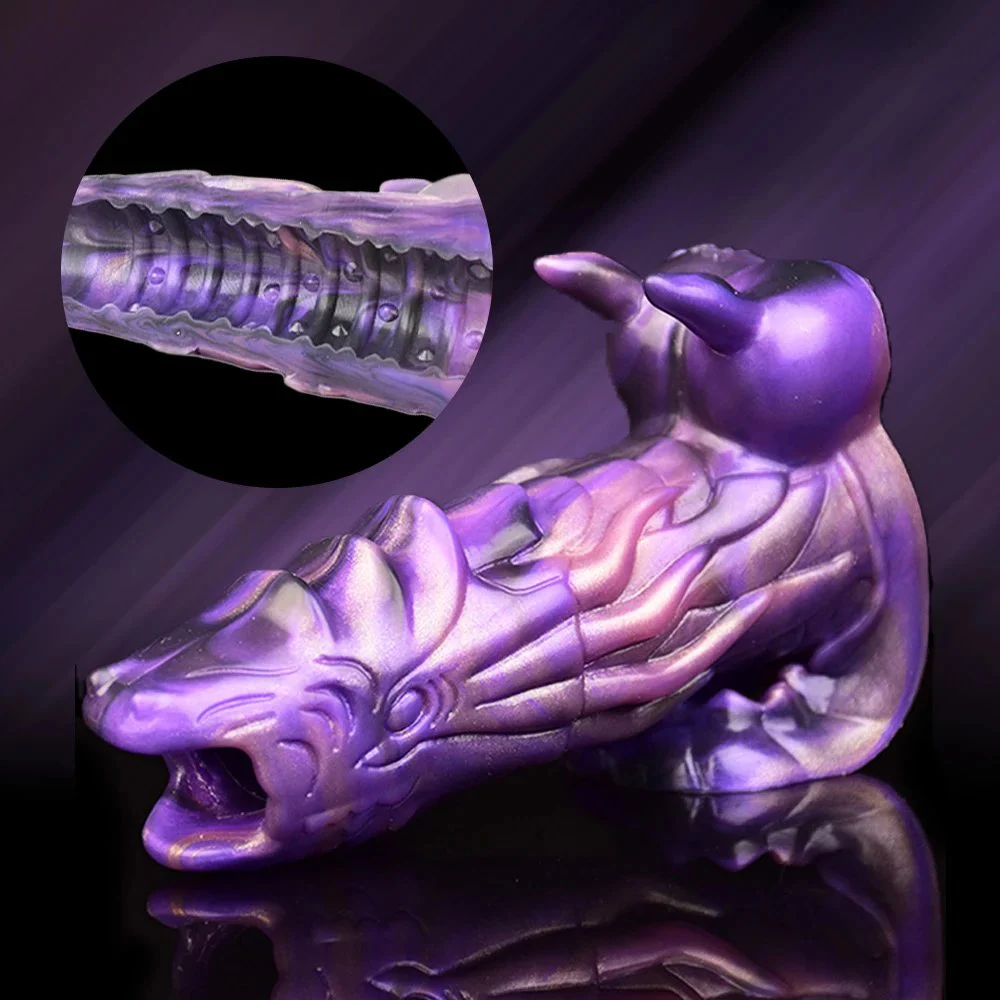 Fiery Dragon Penis Sleeve Extender Reusable Condoms for Penis Sleeve Enlargement Funny Delay Condom