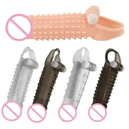 Men Cock Enlarger Reusable Realistic Vibrating Penis Condom Extension Sex Usage
