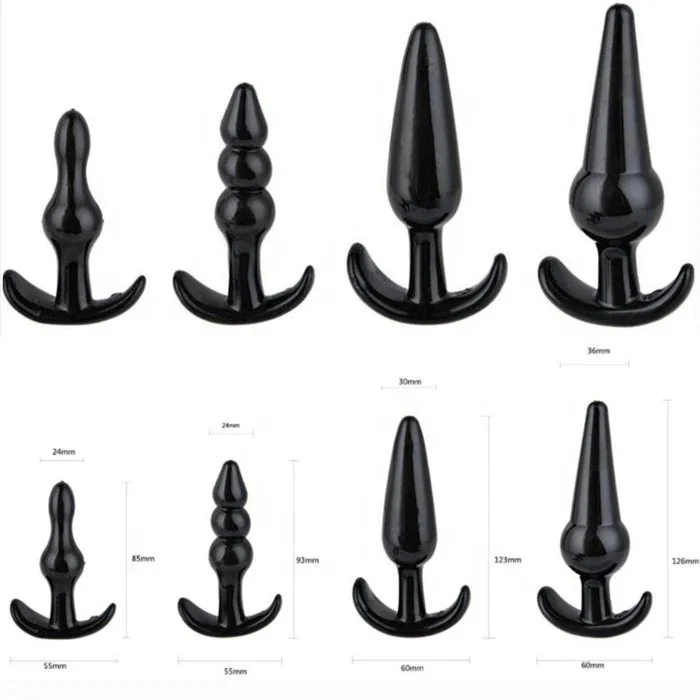 Pack of 4 Soft Silicone Butt Anal Plug Sex Toys for Adult Men and Women's Anal Masturbation Enjoy