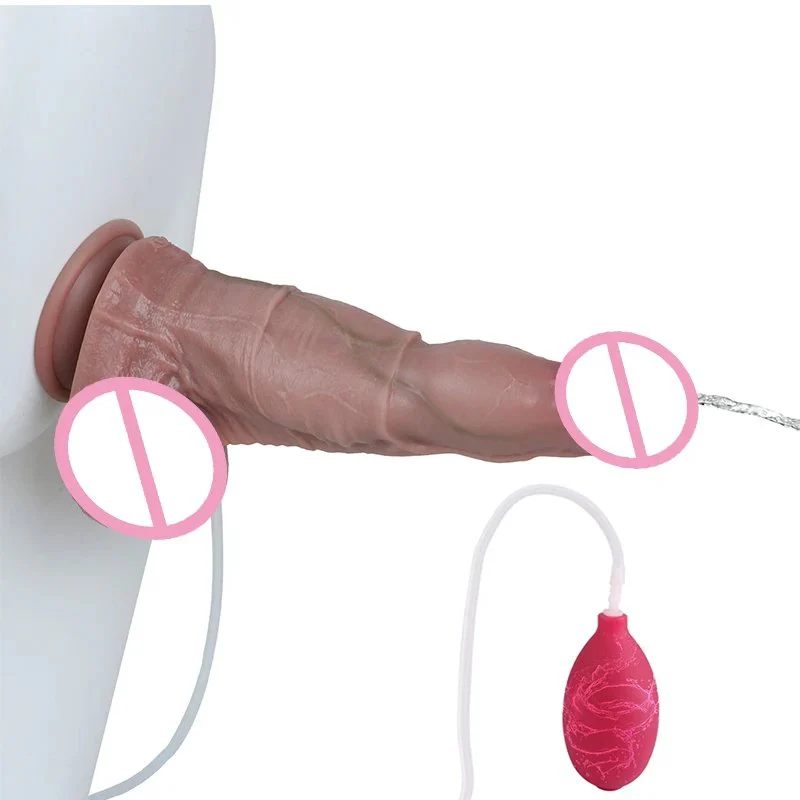 10nch Premium Dual-Layer Silicone Realistic Wearable Water Spray Simulation Device with Suction Base Suction Cup for Adults