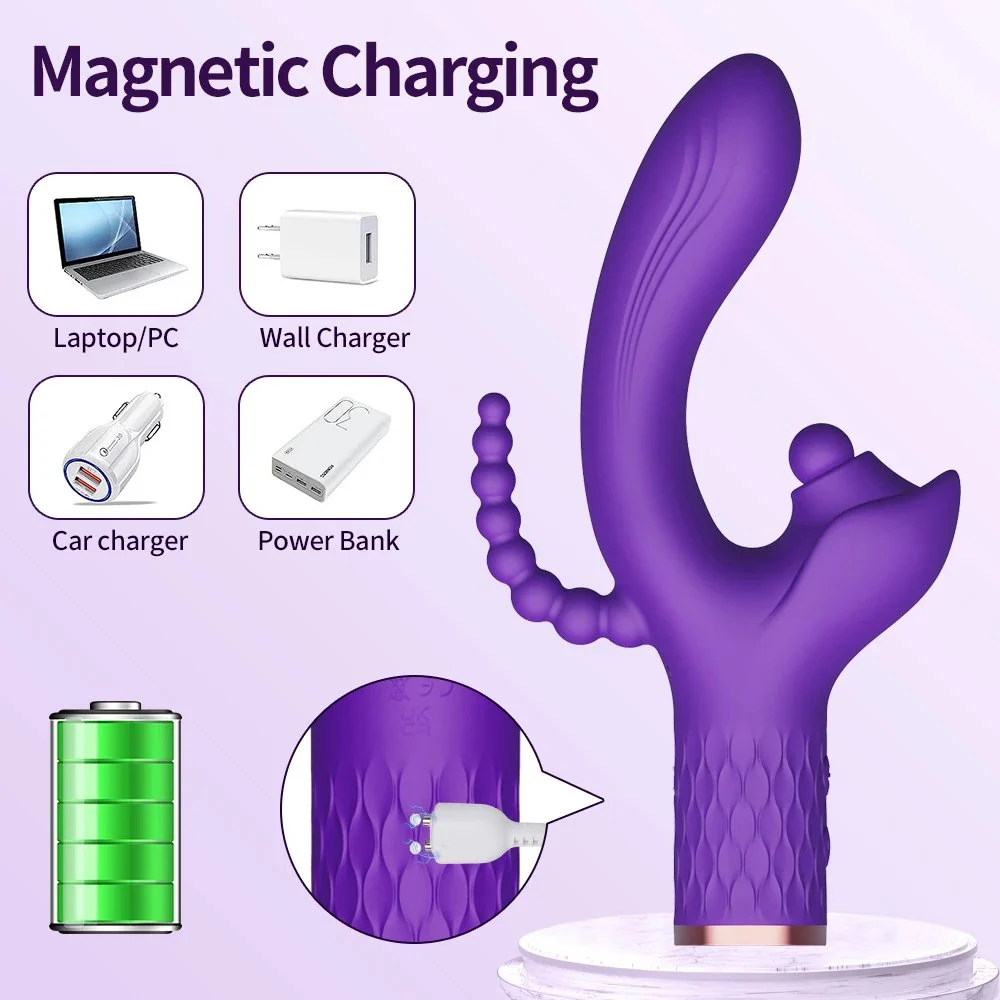 Gelance3 In1 10-Speed Rabbit Vibrator for Women Clitoral Suck & G-Spot Stimulator with Anal Plug & Nipple Sucker