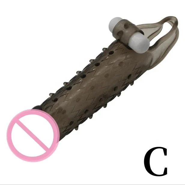 Men Cock Enlarger Reusable Realistic Vibrating Penis Condom Extension Sex Usage