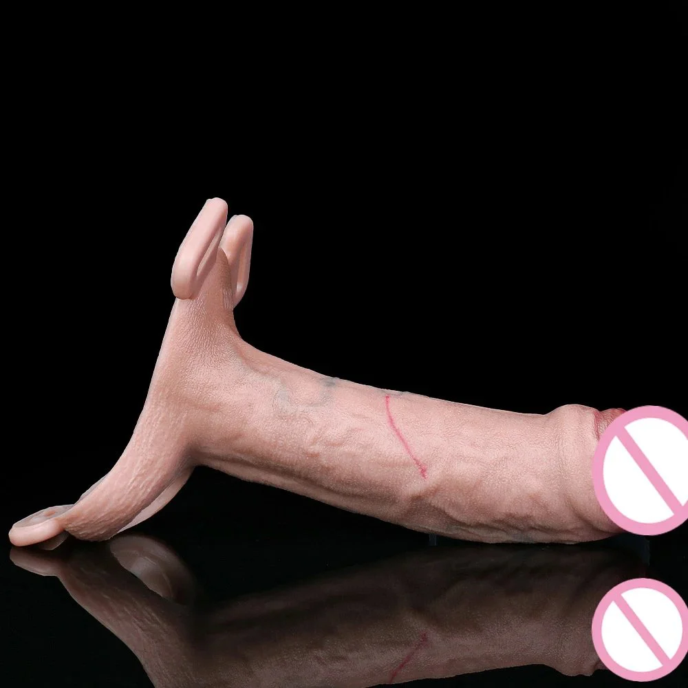 Large Size Penis Wear Self-Binding Rope Fixed Male Penis Extender Platinum Silicone Effective Penis Enlargement