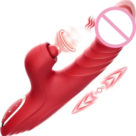 Female Retractable Flaping Heating Vibrator Telescopic Dildo Rotation Tongue Licking Rabbit Vibrator