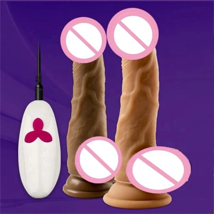 12-Frequency Rotating Vibrating Dildo Wireless Controlled Soft Silicone and ABS Realistic Sex Toys for Men Women
