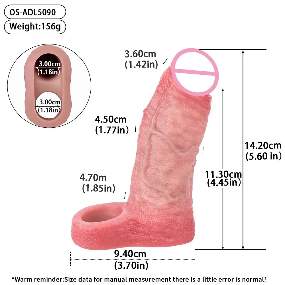 Medical-Grade Silicone Male Penis Extender - Hollow Wearable, Easy to Clean, Realistic Sensation Adult Toy