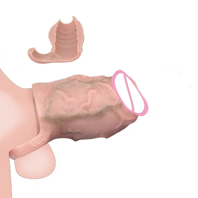 Silicone Big Male Cock Cover Realistic Hollow Dildo With Anti-drop Stretchable Penis Sleeve Extender for Men Toys