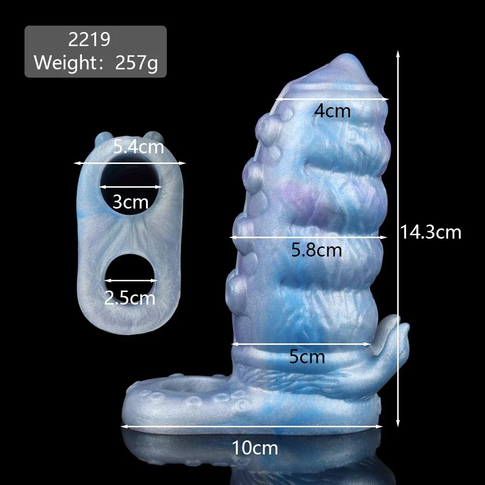 Penis Sleeve With Sucker Realistic Animal Rubber Multi Functional Dildo Enhancer Delay Ejaculation Extender Reusable