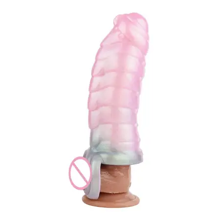Penis Closed-End Sleeve Fantasy Polarized JiuLing Series Jia Long Soft Silicone Penis Enlargement Condoms Sex Products