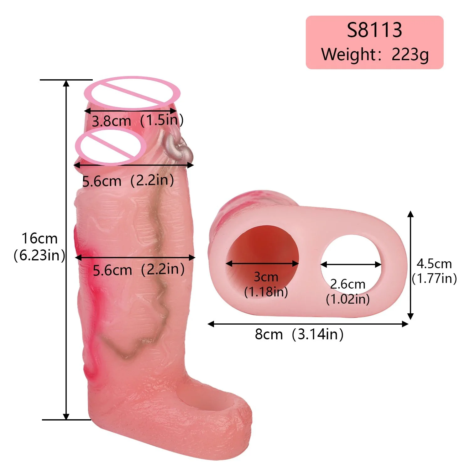 Pinkish White Penis Enlargement Condom Reusable Wearable Penis Sleeve Dildo Enhancer Sleeves Adults Sex Dick Sleeve for Men