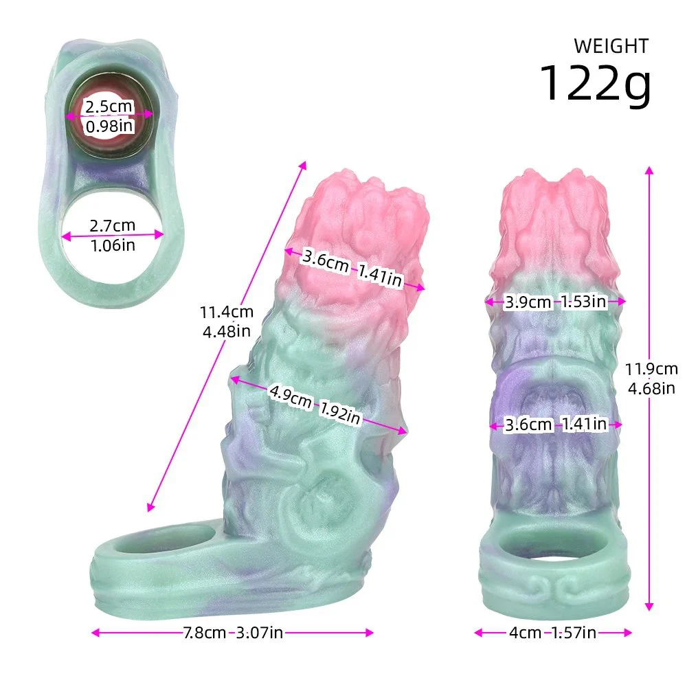 Premium Silicone Male Penis Extender with Fantasy Series Opening Design Increases Penis Size Effectively