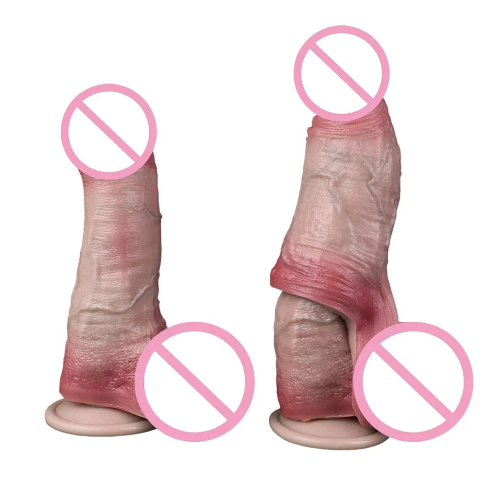Medical Grade Silicone Male Penis Extender Closed Mouth Design Easy to Wear Dildo Sleeve Experience Realistic Feeling