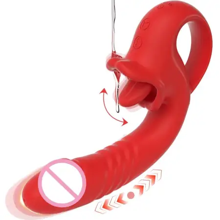 Female Masturbation Telescopic Dildo Vibrator Tongue Licking Vibrator for Women