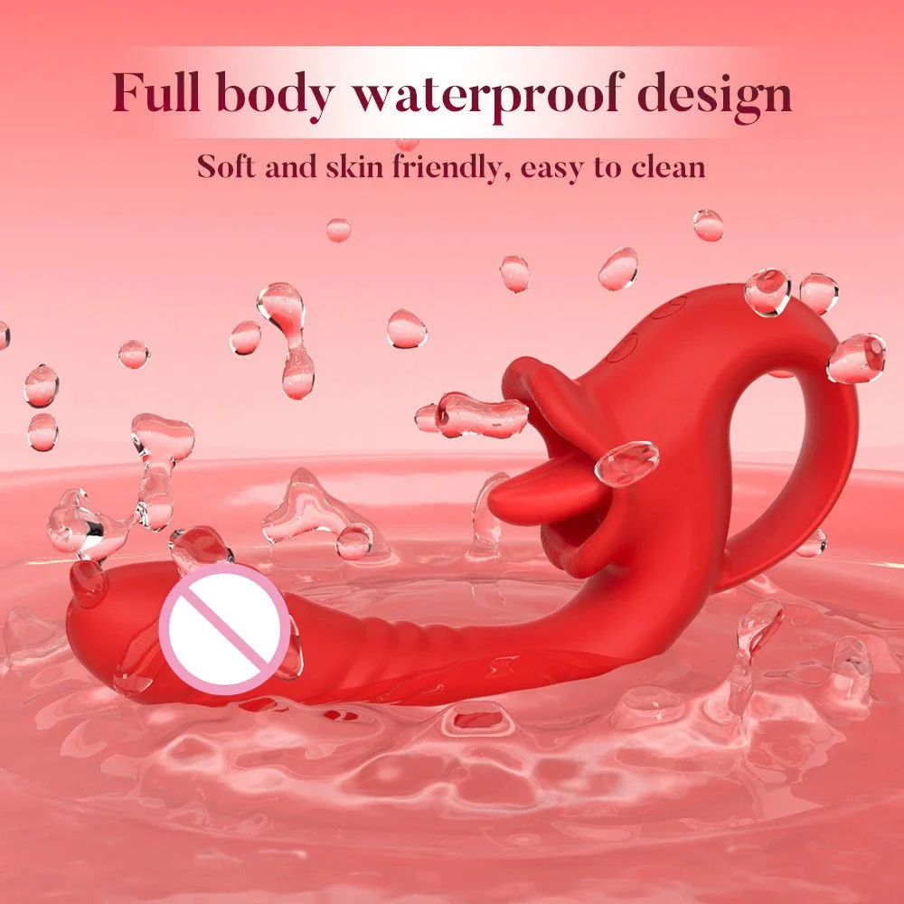 Female Masturbation Telescopic Dildo Vibrator Tongue Licking Vibrator for Women