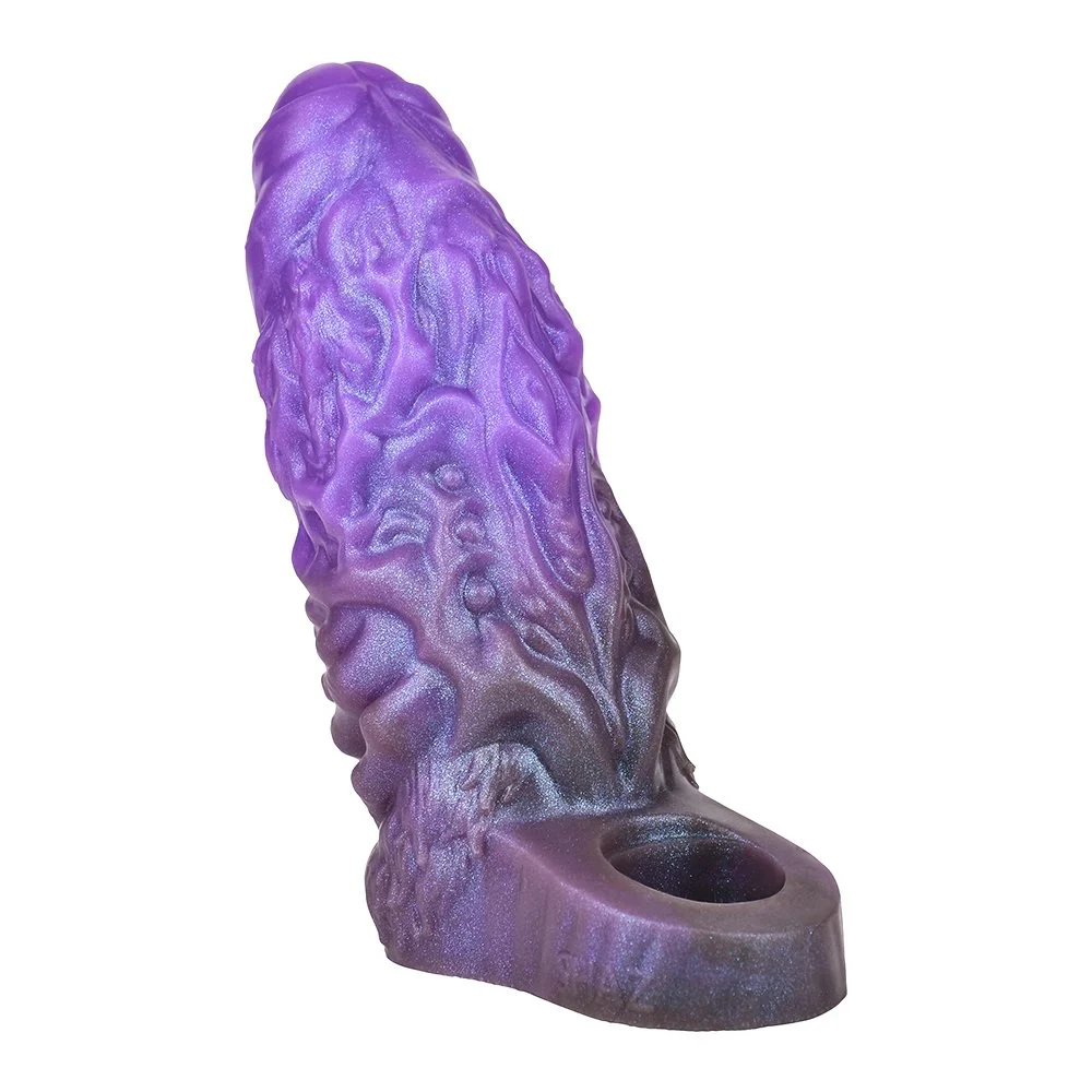 Monster Penis Extender Sleeve with Cock Ring Male Cock Sleeve Enlarger Silicone Penis Cover Sex Delay Sleeves with Support Stand