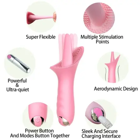 Female Sucker 5 Frequency Breast Massager Tongue Cunnilingus Breast Pump Couple Fun Vibrating Egg Toy