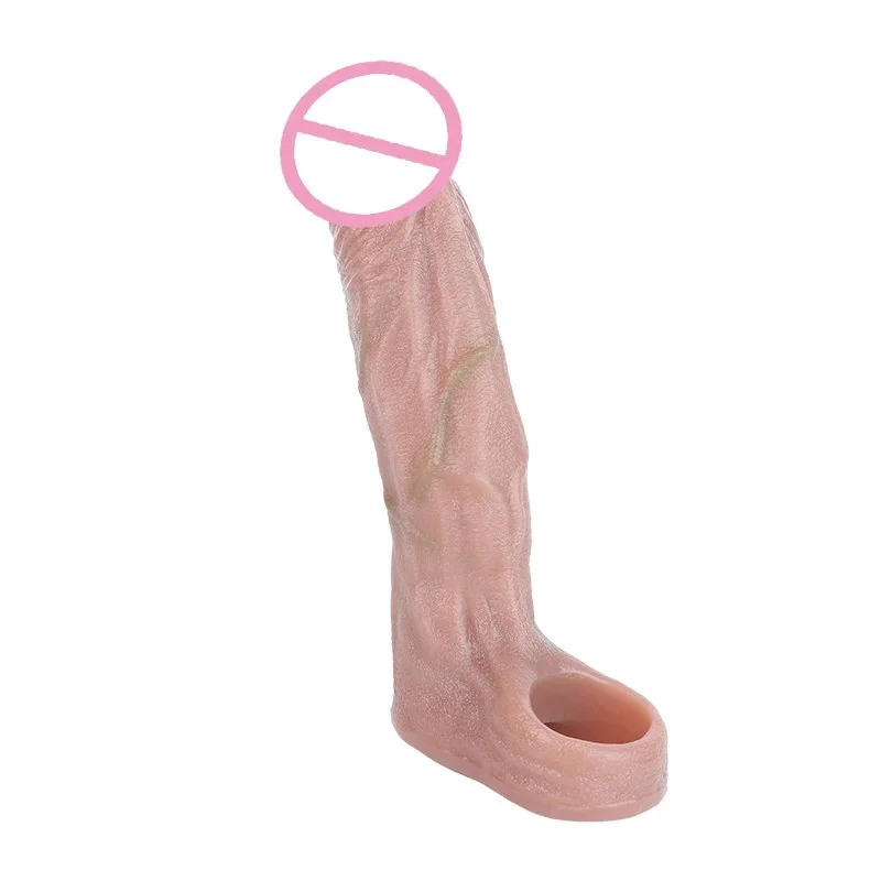 Penis Sleeve Cock Ring Lock Semen Dick Enlarger for Man Sex Toy Soft Cock Ring Penis Enlarger Dick Sleeve Reusable Condoms