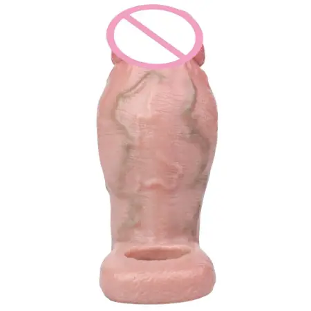 Realistic Silicone Hollow Penis Sleeve Enlargement Thick Soft Silicone Cock Ring Sleeve Penis Enlargement Adult Toy for Man