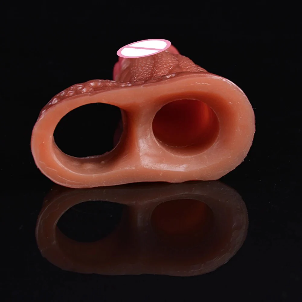 Realistic Penis Extension Cock Sleeve Reusable Penis Enlarger, Delay Condom, Dildo Enhancer for Men & Couples