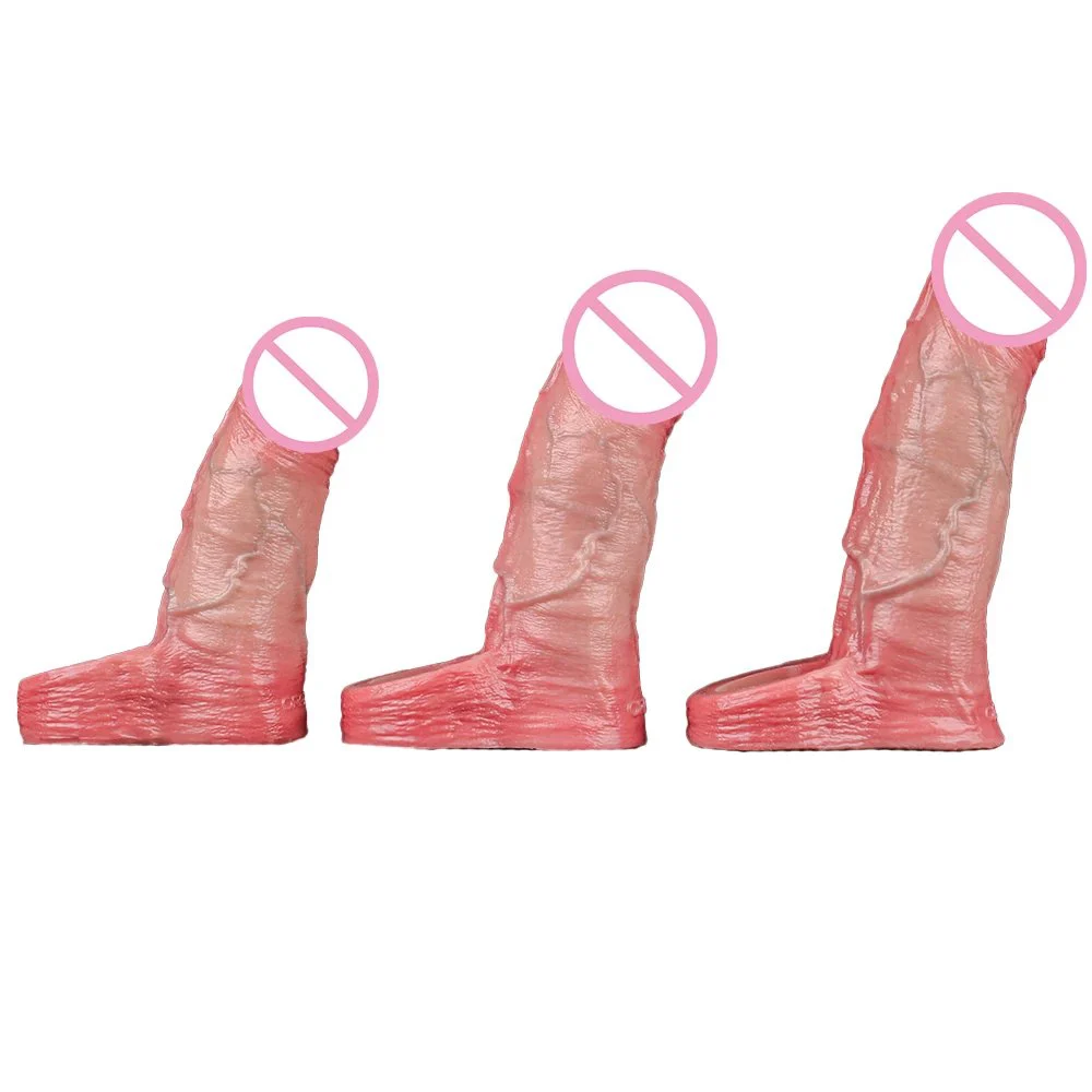 Large Size Realistic Liquid Silicone Soft Flexible Elastic Dildo Sleeve Penis Cock Sleeve Male Sex Toy Sheath Enlarge Penis