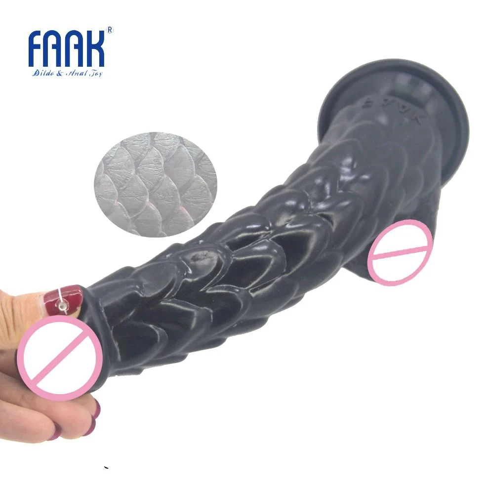 19cm Long Dragon Snake Skin Fish Scale Silicone Dildo Prostatic Massage Dragon Scale Dildo