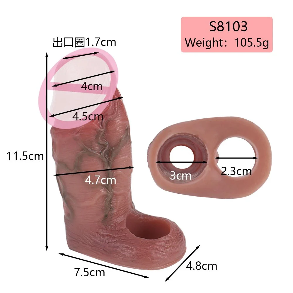 Real-Feel Penis Extender 5.7 Inch with Ball Loop,Cock Extender Sleeve ,Penis Sleeve Cover Ring Delay Ejaculation