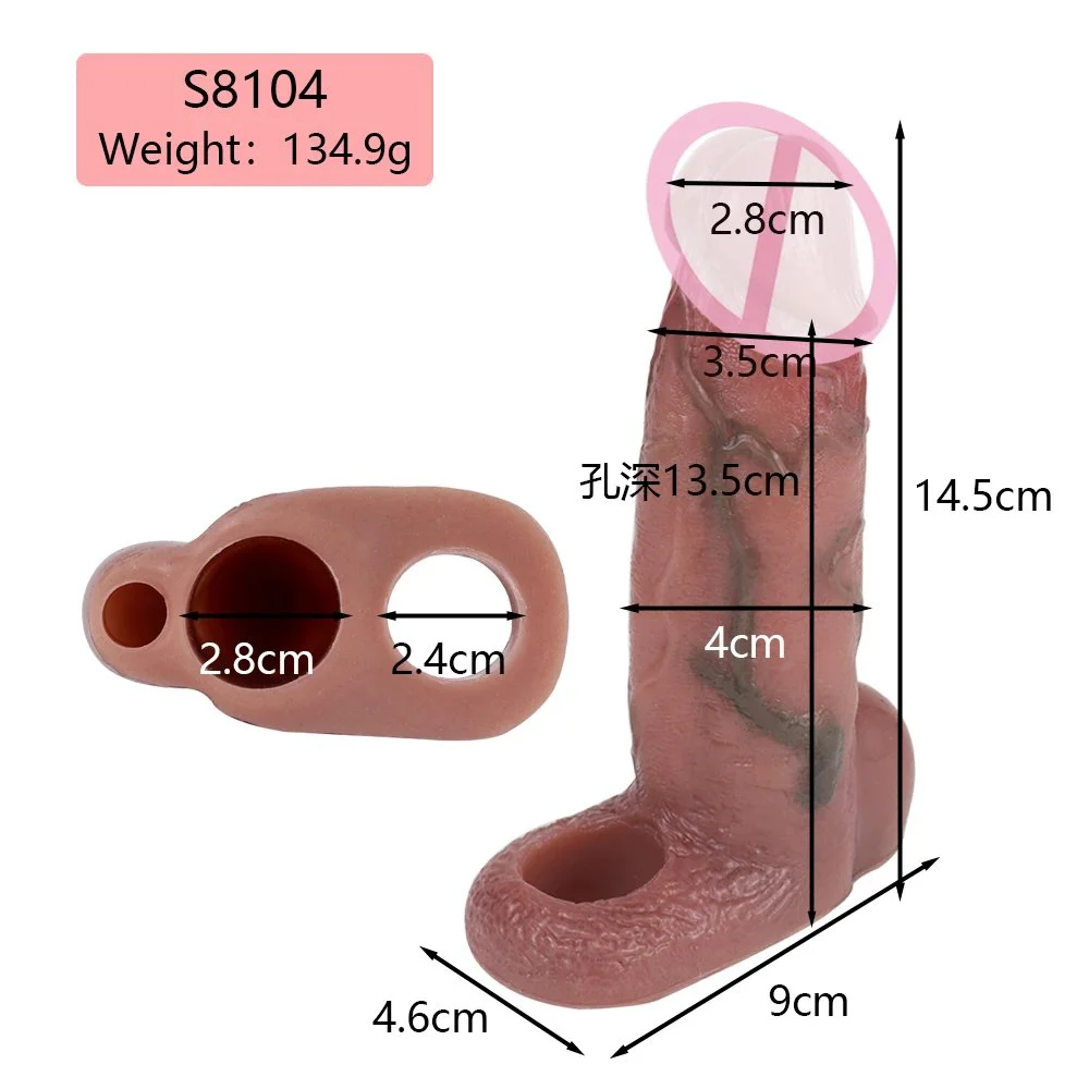 Real-Feel Penis Extender 5.7 Inch with Ball Loop,Cock Extender Sleeve ,Penis Sleeve Cover Ring Delay Ejaculation