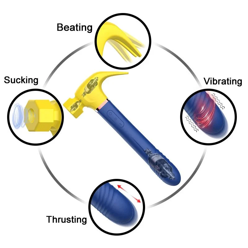 Clitoris Stimulation 4 in 1 Hammer Dildo Vibrator G Spot Sucking Vibrating Hammer Sexy Toys Women