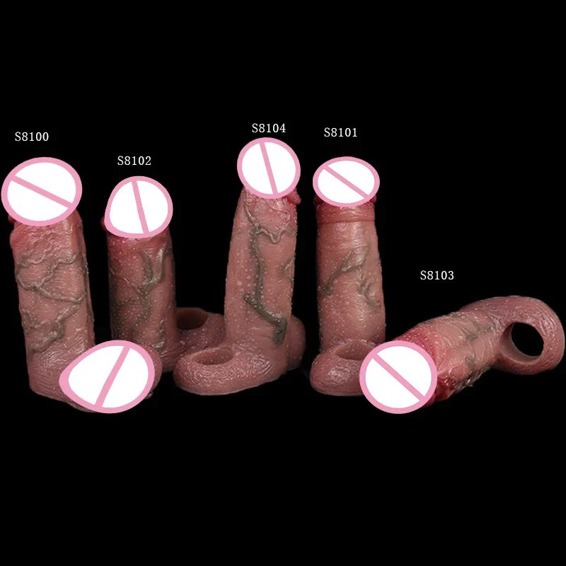 Real-Feel Penis Extender 5.7 Inch with Ball Loop,Cock Extender Sleeve ,Penis Sleeve Cover Ring Delay Ejaculation
