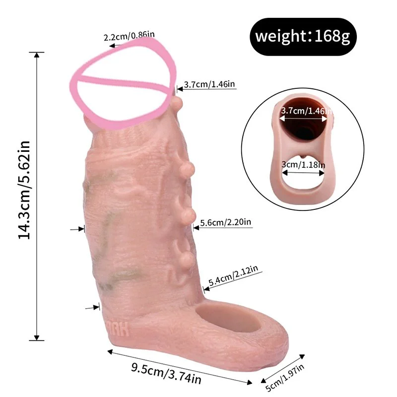 Realistic Dildo Sheath With Anti-drop Ring Silicone Penis Sleeve Delay Ejaculation Sex Toys for Men Cock Enlargement