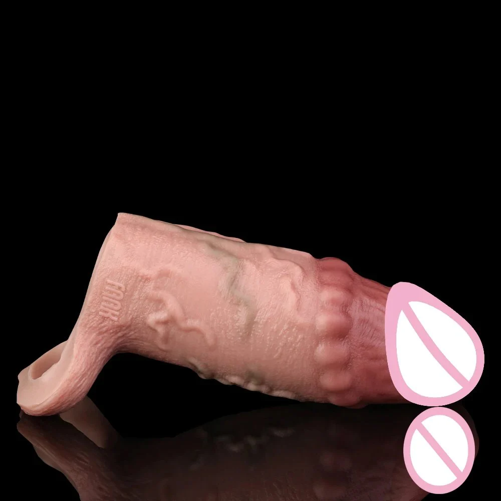 Realistic Penis Sleeve Reusable Dildos Condom Extender Penis Enlarge Cock Sleeve Extender Silicone Hollow Dildo Sex Toys