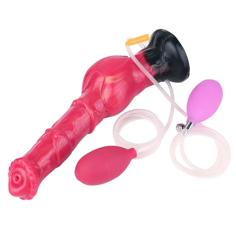 12 Inch adult Silicone Horse Inflatable Squirting Cock Dildo Realistic Ejaculating Red Dildos with Powerful Hands-Free Suction Cups