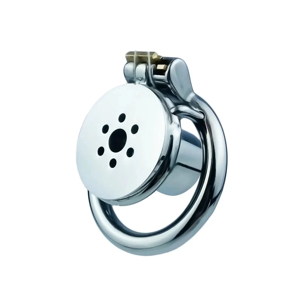 Single Layer Stainless Steel Negative Electrode Series Men's Metal Hollow Rivet Stimulation Chastity Lock Cage