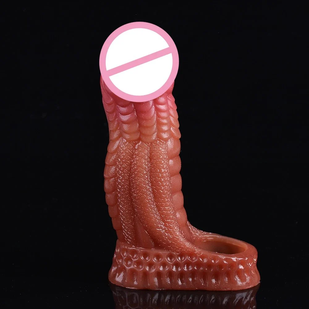 Realistic Penis Extension Cock Sleeve Reusable Penis Enlarger, Delay Condom, Dildo Enhancer for Men & Couples