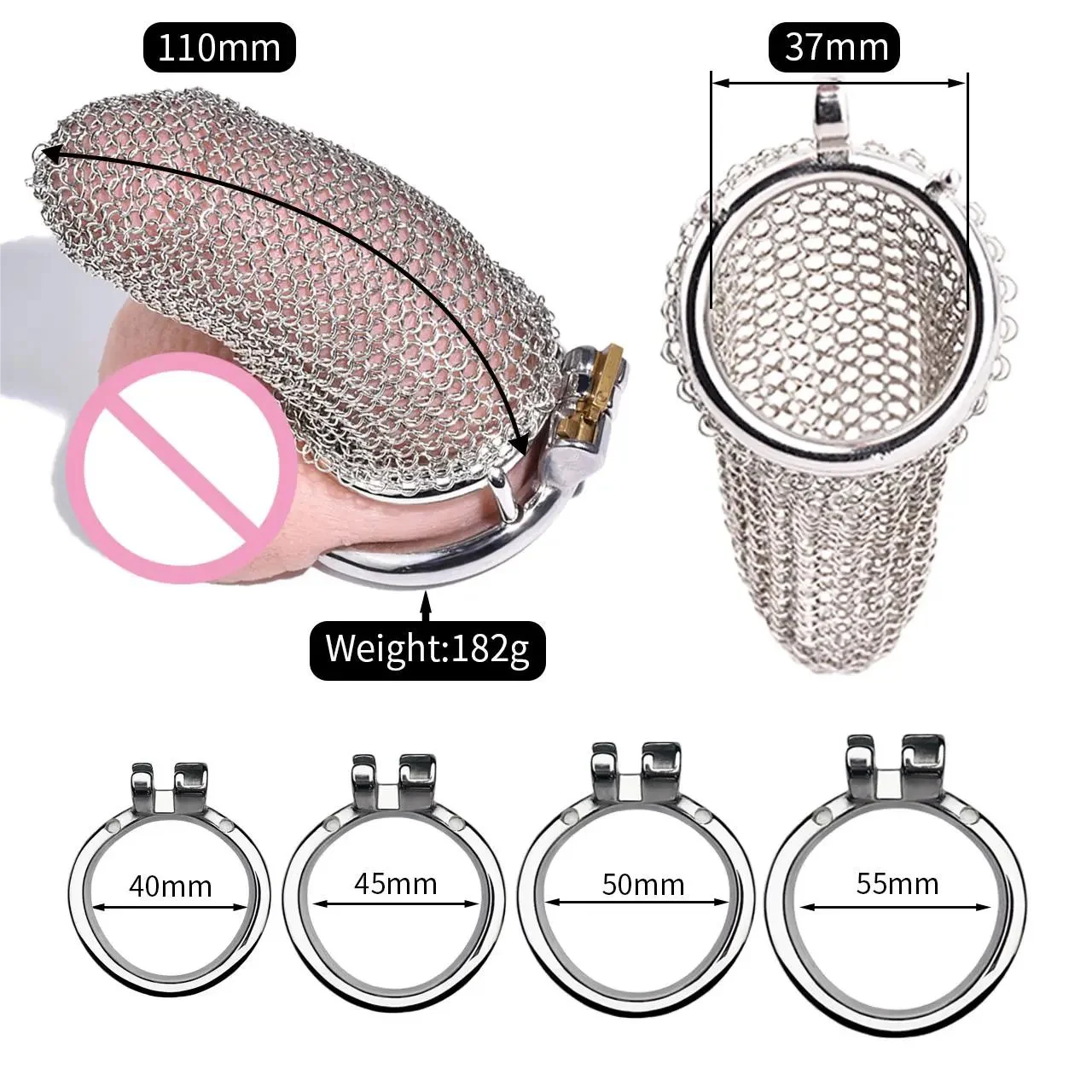 Sex Shop Stainless Steel Chain Style Chastity Male Cock Cage Male Chastity Device