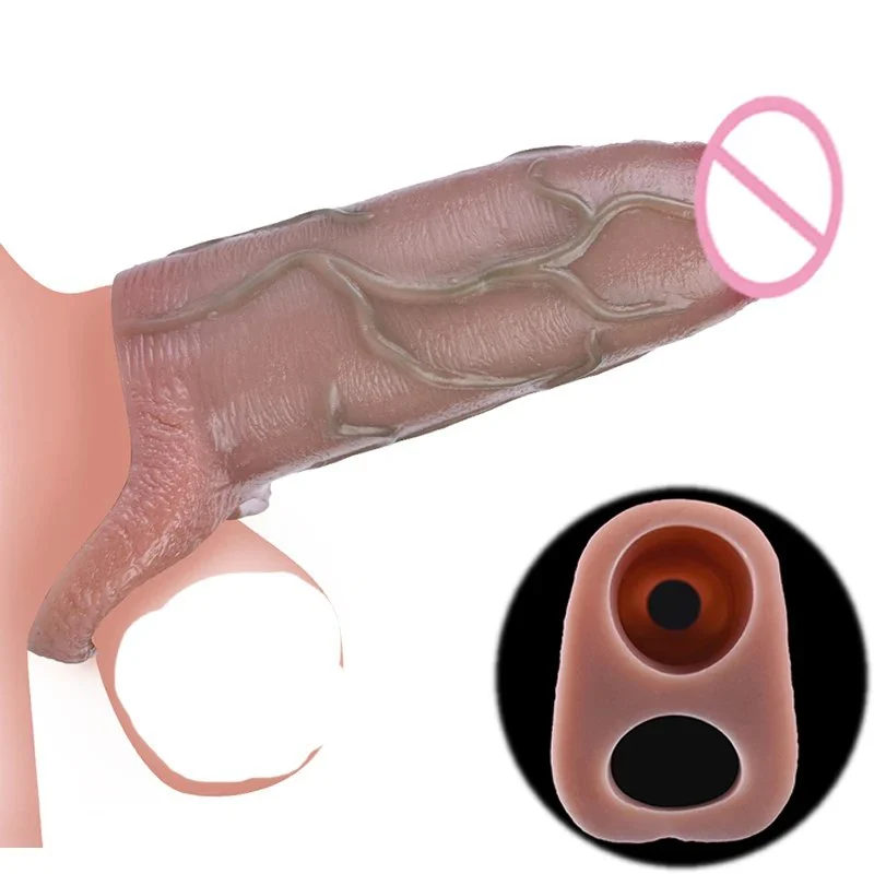 Penis Sleeve Cock Sheath Size Medium Girth Enhancer Open Head for Sensitivity Enlargement Sexual Pleasure Enhancer for Men
