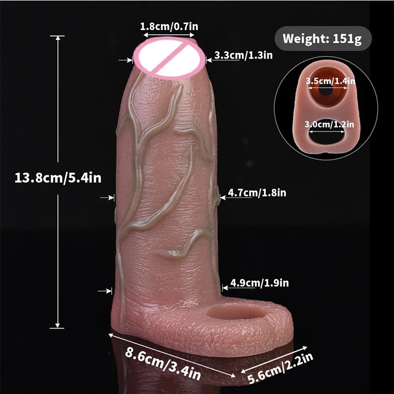 Penis Sleeve Cock Sheath Size Medium Girth Enhancer Open Head for Sensitivity Enlargement Sexual Pleasure Enhancer for Men