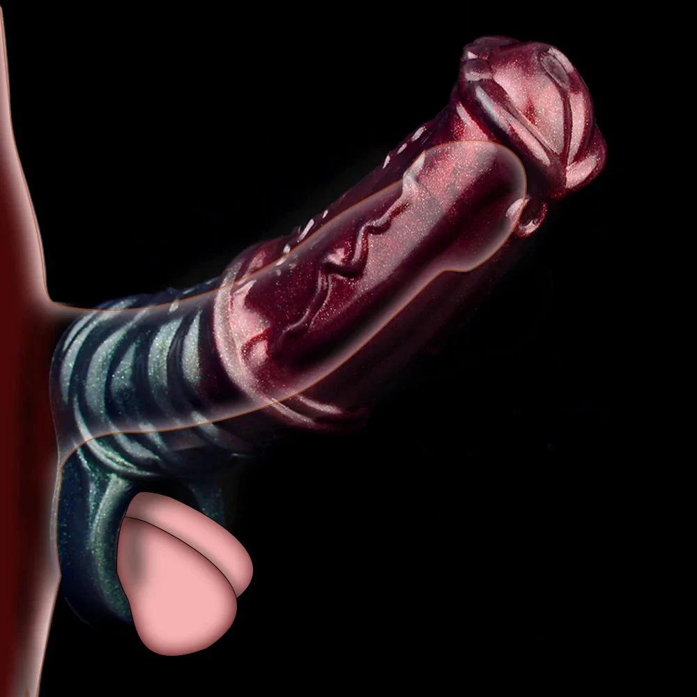 Silicone Penis Sleeve Extender Horse Cock Sleeve Enlarger Delay Ejaculation Male Length Extension Enhancer for Men Couples