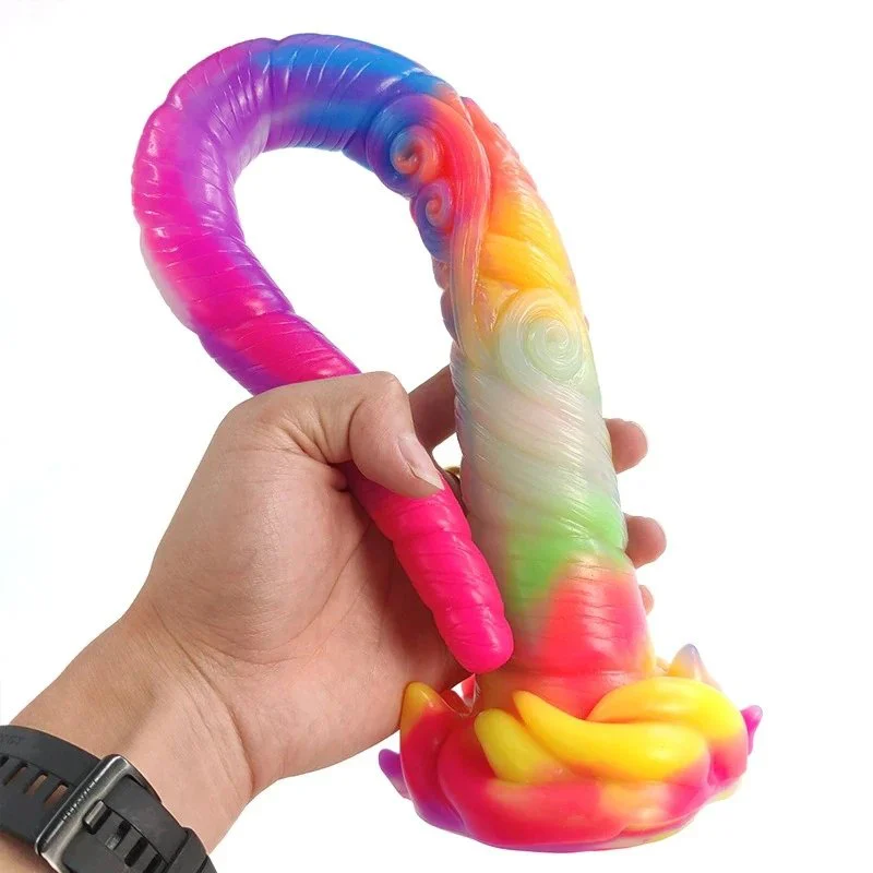 16.9 Inch Long Butt Plug Unicorn Fantasy Luminous Dildo Soft Silicon Anal Plug for Men Women