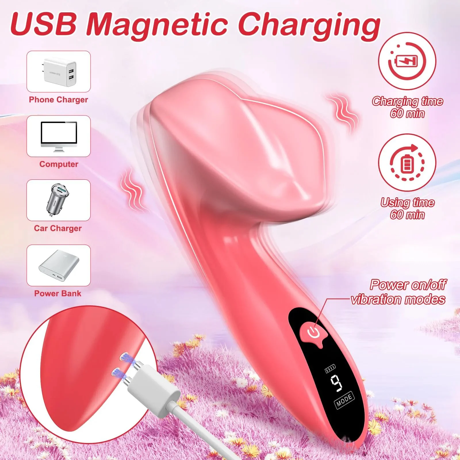 9 Powerful Vibration Modes LCD Display Quiet Mini G Spot Clitoral Vibrators Nipple Stimulation Sex Toys Vibrator Wand for Women